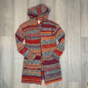 Sundance Womens XS Striped Hooded Long Cardigan Lambswool Blend Sweater Boho